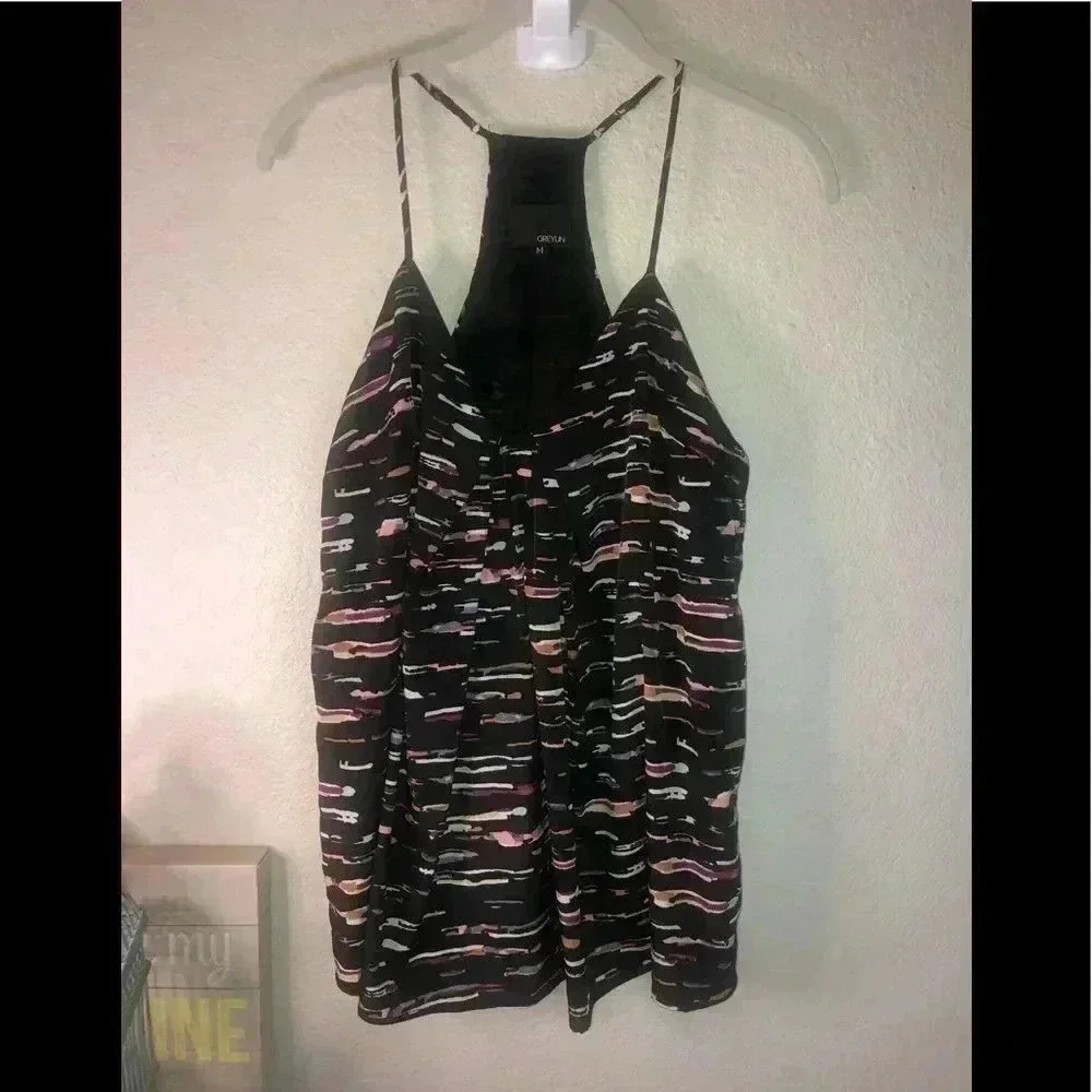 Greylin racerback black cami tank with adjustable straps sz M